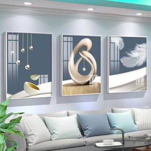 Decoración del hogar patrón geométrico abstracto moderno costura lienzo impresión póster cristal porcelana pintura enmarcada arte de pared 3 piezas - Product Image 4