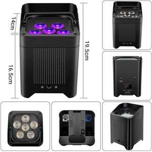 6x18W RGBWAUV 6in1 Wireless Battery Powered LED Par Light APP <strong>Control</strong> <strong>with</strong> 2.4G Wireless <strong>DMX</strong> for Stage Lighting Wedding Uplight - Product Image 4