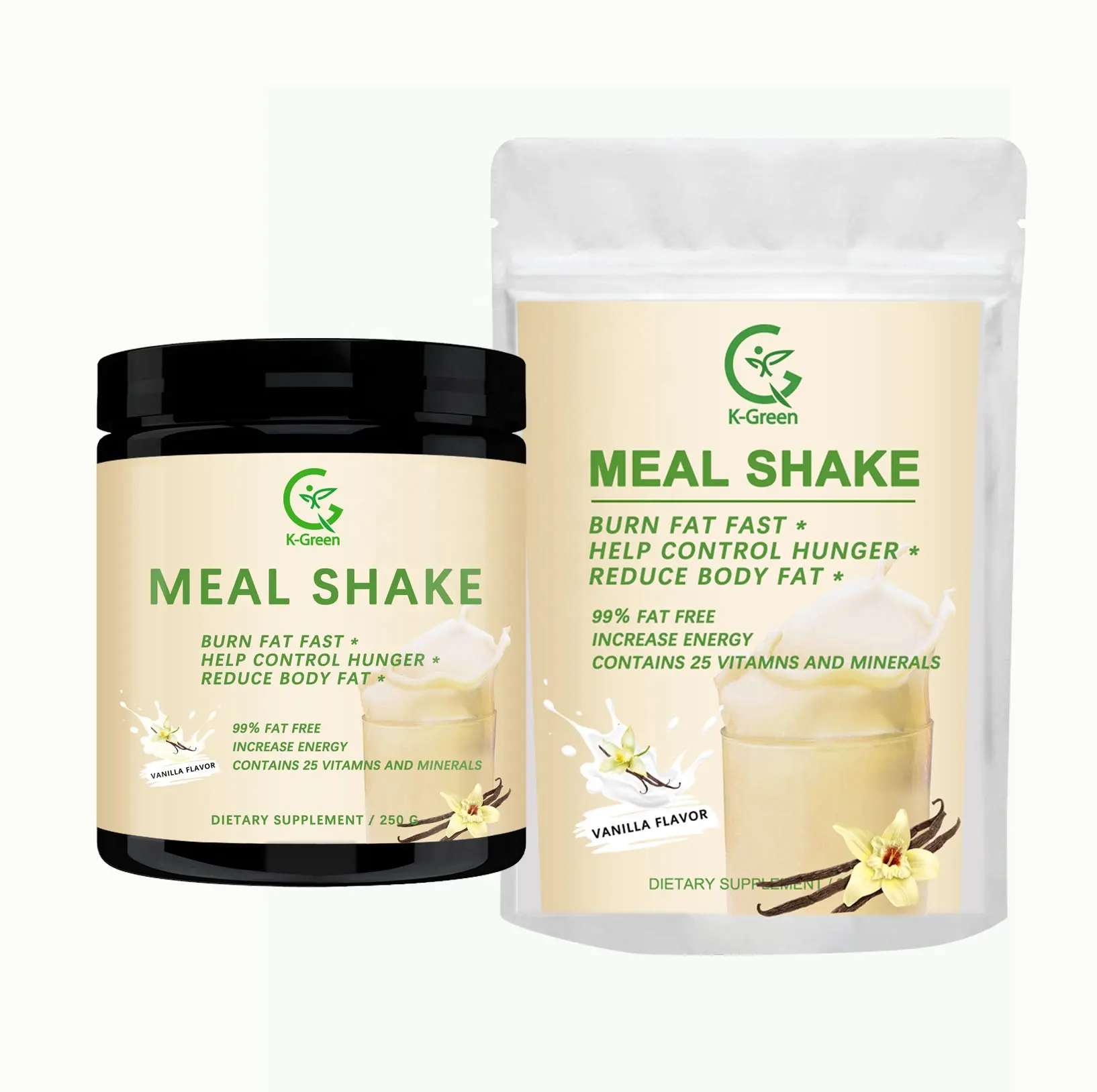 OEM In stock Shake sostitutivo al gusto di vaniglia 100 calorie 15g di proteine 24 vitamine e minerali aiutano a ridurre il peso corporeo