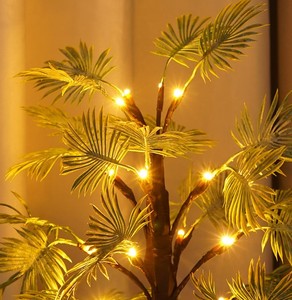 Lámpara de mesa de decoración navideña, palmera con temporizador y USB o lámpara de árbol de bonsái Artificial que funciona con pilas para fiesta de boda en casa - Product Image 2