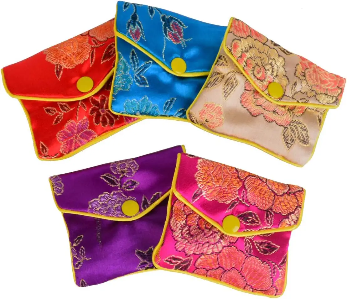 Ювелирные изделия, шелковый кошелек, парчовый мешочек с кисточками на молнии, мешочек для монет, Цветочная вышитая квадратная сумка в китайском стиле