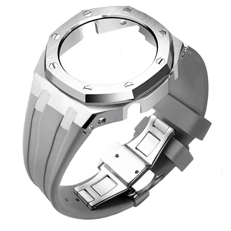 Silver case-gray band