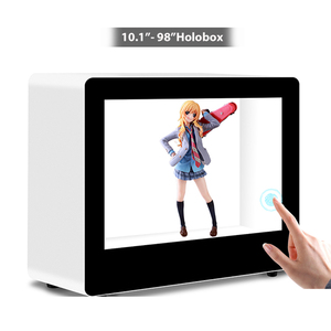 10-98 inç kapalı şeffaf LCD 3D vitrin Hologram interaktif Video holografik ekran kabine Holobox IP65 zemin ayakta - Product Image 1