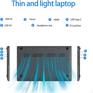 Portátil de 15,6 pulgadas 8GB DDR4 RAM 512GB SSD Intel Celeron N5095 (hasta 2,9 GHz) Computadora con Win 10 1920X1080 Pantalla Tipo-C WiFi - Product Image 5