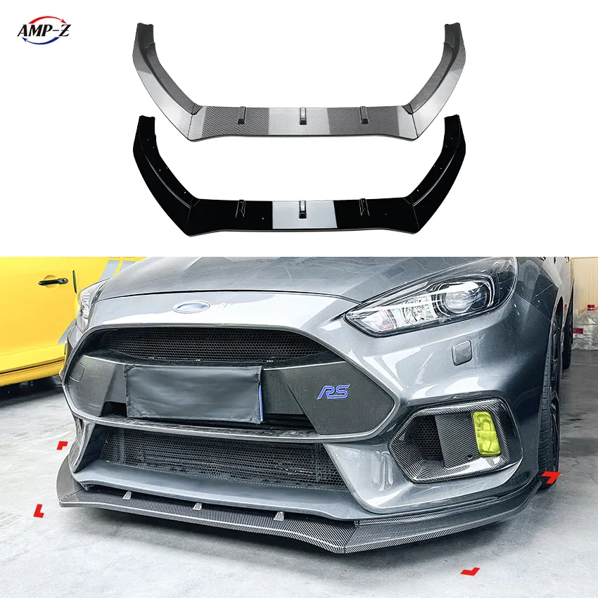 AMP-Z передний бампер, передний сплиттер для Ford Focus RS MK3 2015-2018, лидер продаж по заводской цене, пластиковый материал, автомобильный волоконный вид