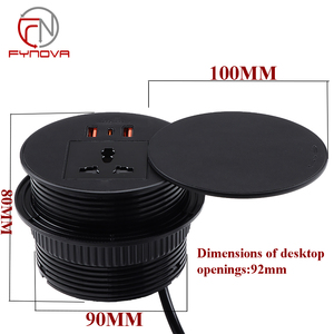 Venta caliente ABS Zócalo de escritorio Multifunción USB Tipo C Salidas ocultas Zócalo de ojal redondo - Product Image 4