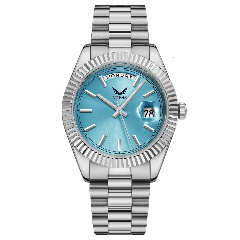 Originele Luxe Kalenderweek Waterdicht Merk Horloge Luxueus Heren Quartz Horloge Rvs Horloges Mannen Zilver