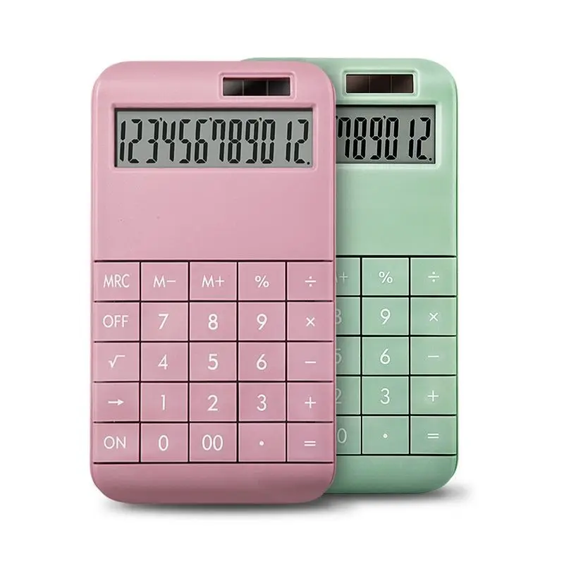 Calculadora Básica estándar Calculadora rosa de escritorio de 12 dígitos con pantalla LCD grande para uso comercial en la Oficina y la escuela