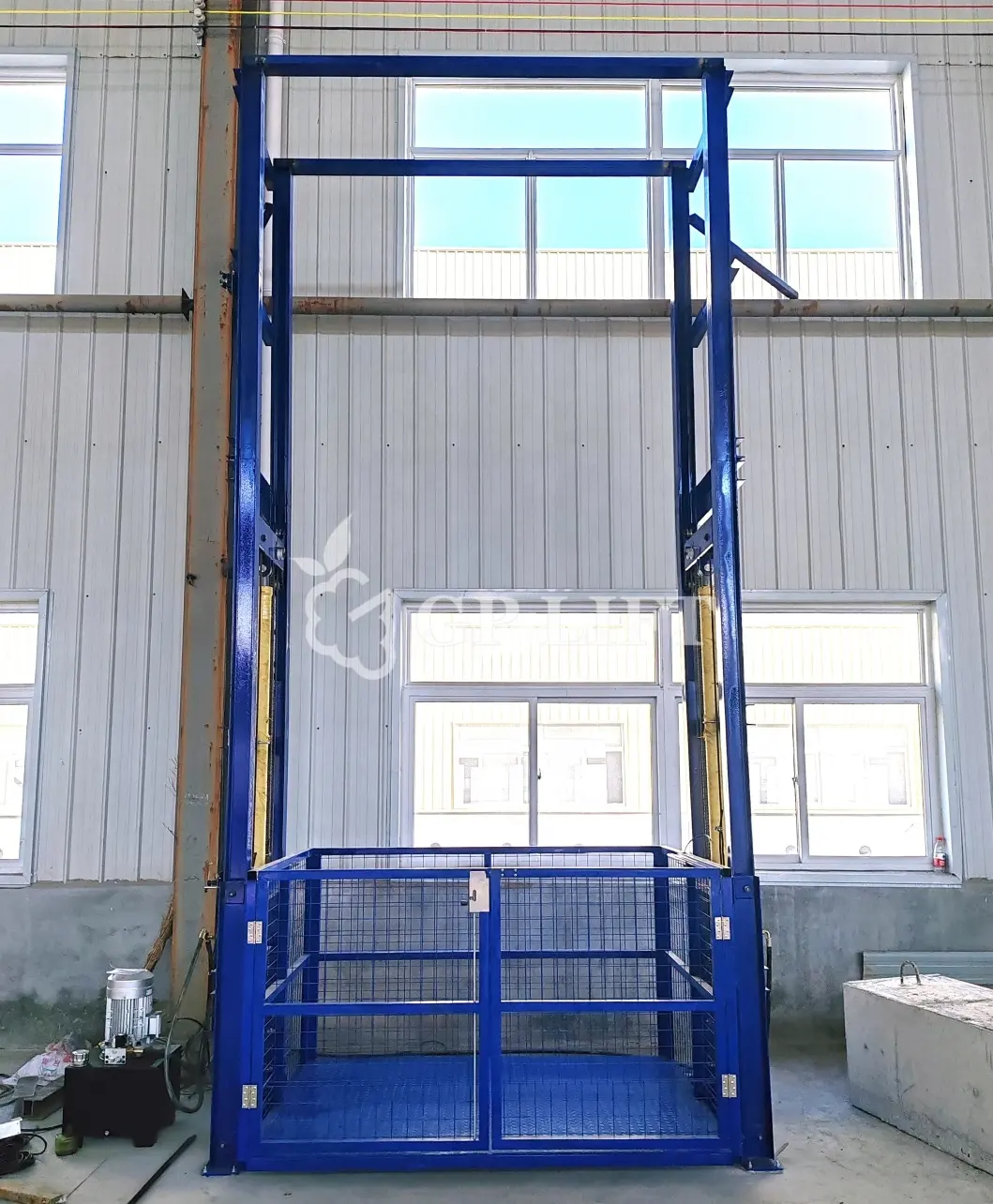 300kg-3t carga 3.5m-15m altura fixada na parede da plataforma do elevador do trilho de guia