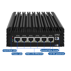 Barato 13th 6 LAN Network Security Computer Box Core I3 I5 I7 X86 Fanless Firewall Router Pfsense DDR5 Mini PC USB3.2 Type-C