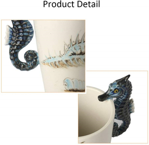 3D แก้วกาแฟ Handmade มือวาดศิลปะสร้างสรรค์แก้วเซรามิคถ้วยแก้วท่องเที่ยว Ocean สไตล์ Seahourse Handle - Product Image 3