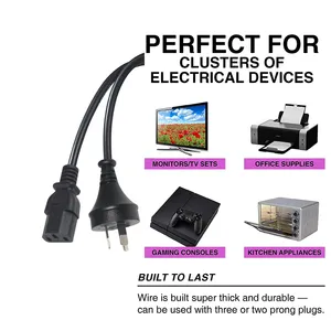 Factory <strong>Direct</strong> Sale Australia 3 Pin Plug SAA Approval 10A 250V <strong>Au</strong> Iec C13 Power Cord Extension Plug for C13 Cable - Product Image 3