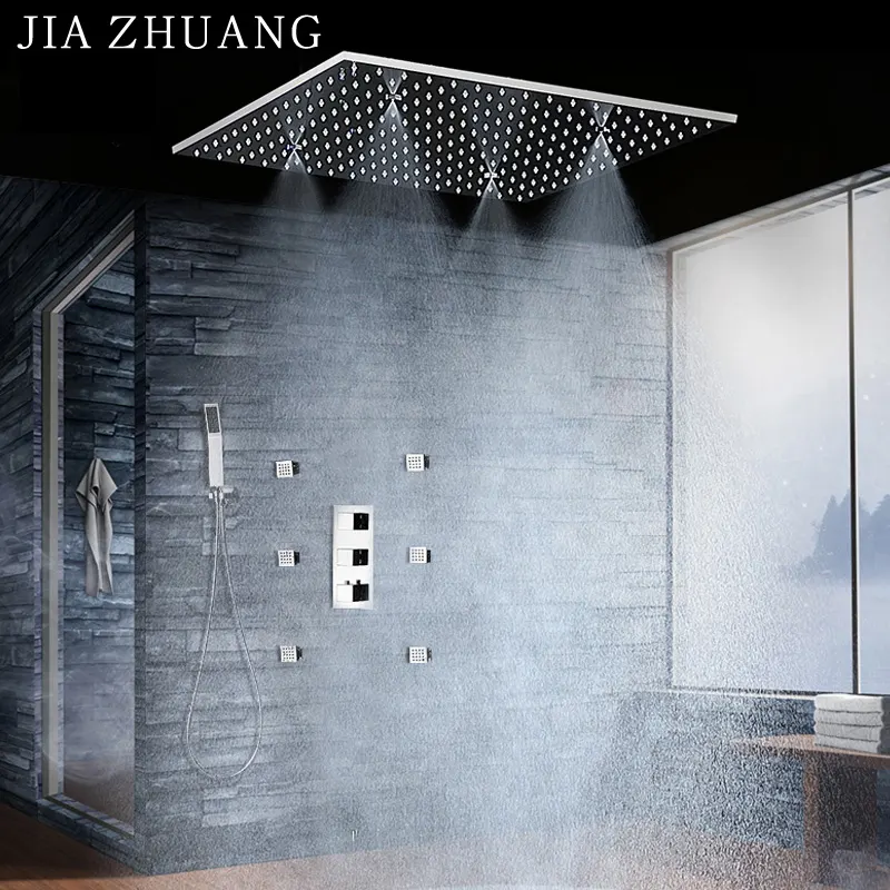 3 Function Conceal Auto Contral Bath Shower Tap Set Rainfall Waterfall Shower Head With Hot Cold Water Mixer