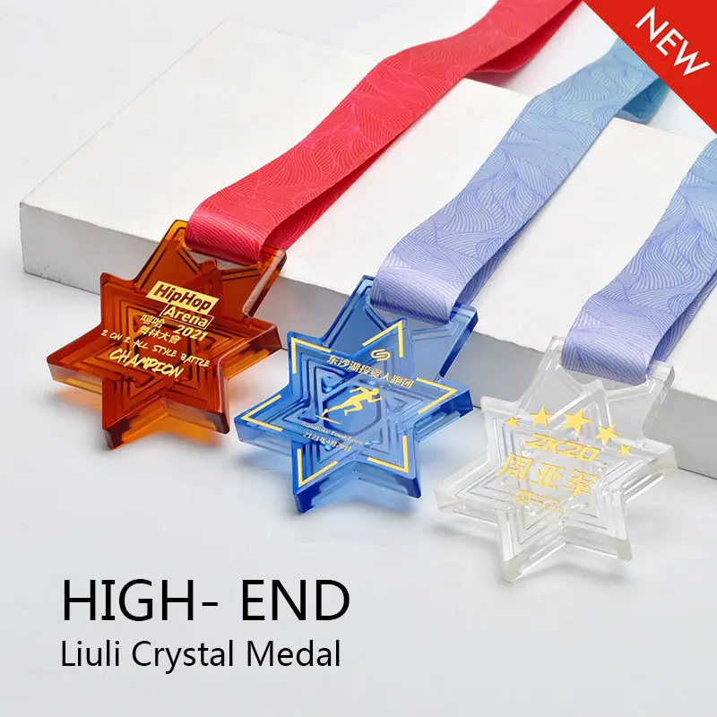 Medali Kristal Paten Asli, Medali Kreatif Tiga Warna Pilihan Medali Kejuaraan Olahraga Lari Kustomisasi Grosir