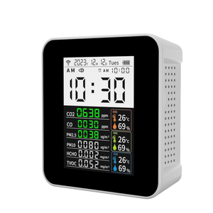 Pantalla LCD interior Detector de aire Función de alarma PM2.5 HCHO TVOC Tester Meter Polvo Temperatura Humedad Sensor Industrial CO2 Meter - Product Image 2