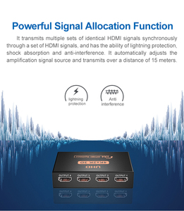HD Splitter 1 <strong>Input</strong> 4 <strong>Output</strong> Distributor 4k*2k Video Four Display <strong>Devices</strong> Content Nickel Plated Interface - Product Image 2