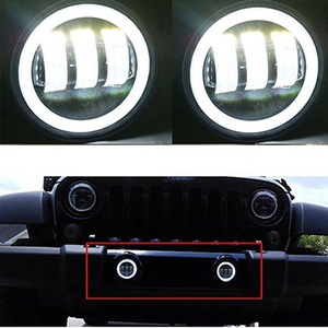 4.5 インチラウンドオフロードフロントバンパー <span class=keywords><strong>Led</strong></span> フォグランプ · リング DRL Jk JKU TJ LJ ルビコンスバル