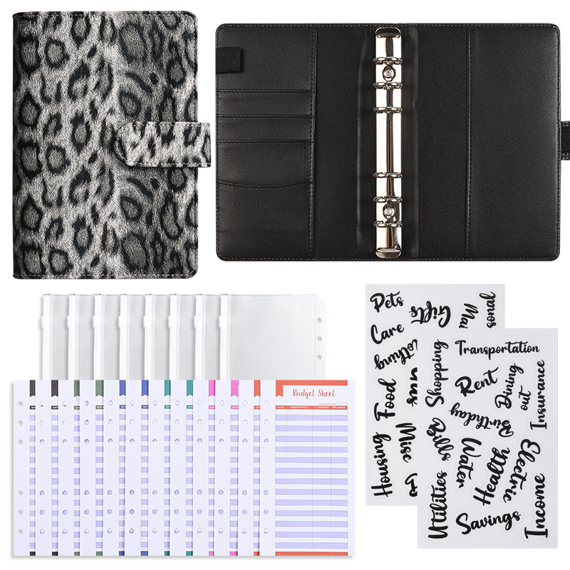 standard gift pack-12 leopard-print black cards-8 zip bags-2 sti
