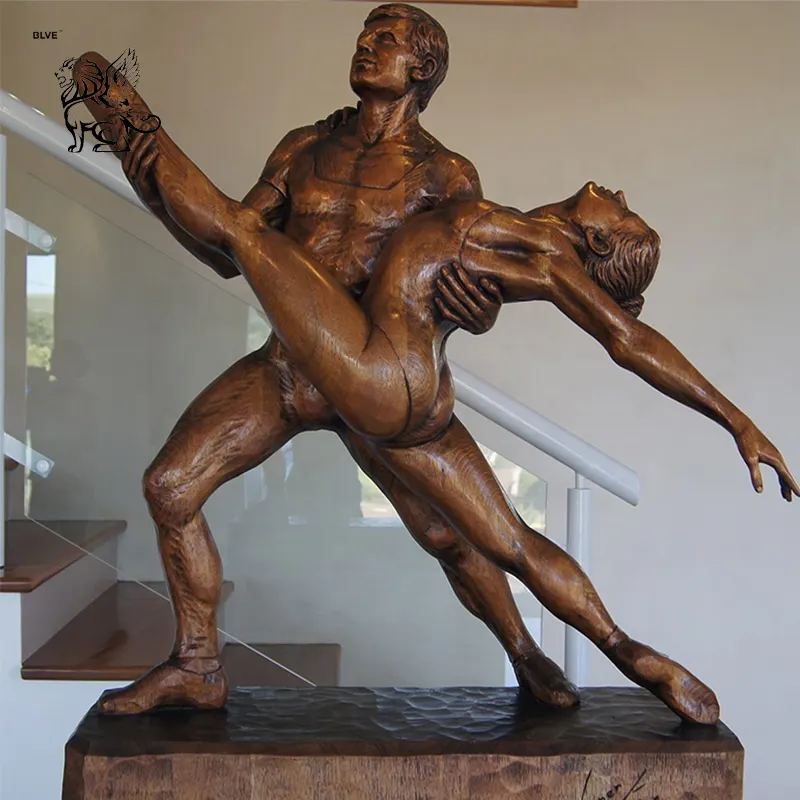 BLVE European Style Life-size Outdoor Bronze Ballet Dançarino Casal Escultura Metal Mulher Nua Homem Estátua Para Venda BSJ-149