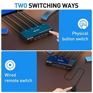 适用于3 PCs 4K @ 60Hz 2K @ 144Hz EDID模拟器的USB 3.0 HDMI兼容双显示器KVM开关4 USB 3.0端口有线远程电缆 - Product Image 4