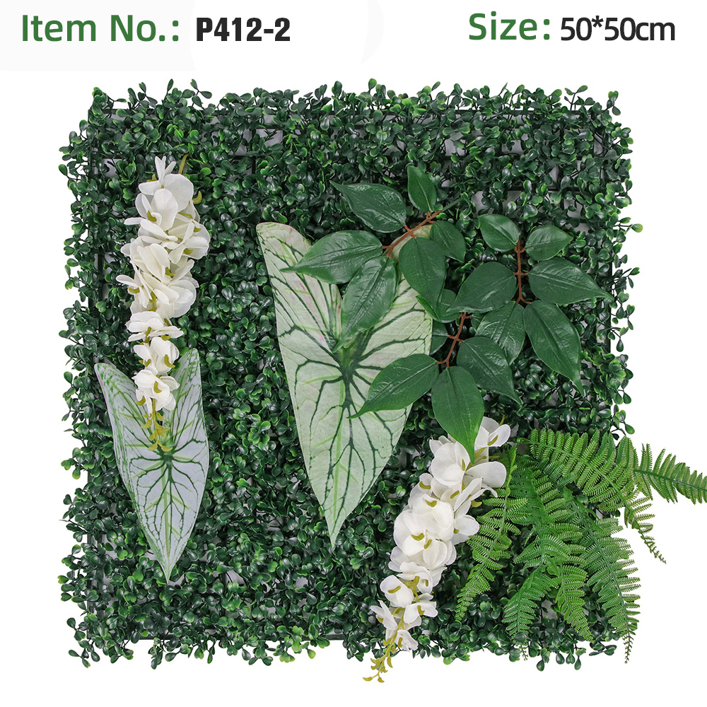White Wisteria Fern Mixed Green Artificial Wall Panel