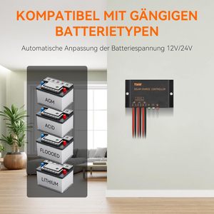 PowMr防水10Aミニソーラー充電コントローラ12V/24VオートPWMソーラー充電コントローラ - Product Image 4