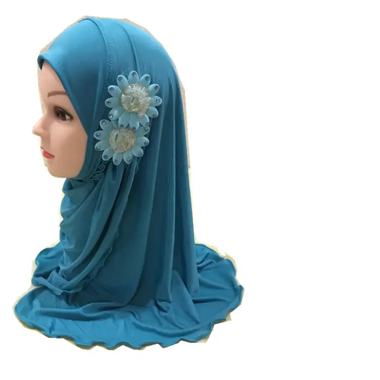 Kids Hijab Arab Girls Scarf For 2-7 Years Old With Two Flowers Wholesale Kids Hijab