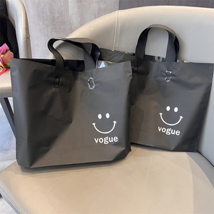 透明透明塑料购物袋手工购物礼品袋包装携带可重复使用的带柄高密度聚乙烯塑料袋