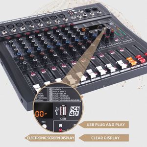 RX8-6 8 kanal ve 24 çeşit DSP profesyonel dijital mikser, stüdyo, karaoke odası, DJ kontrollü ses mikseri. - Product Image 5
