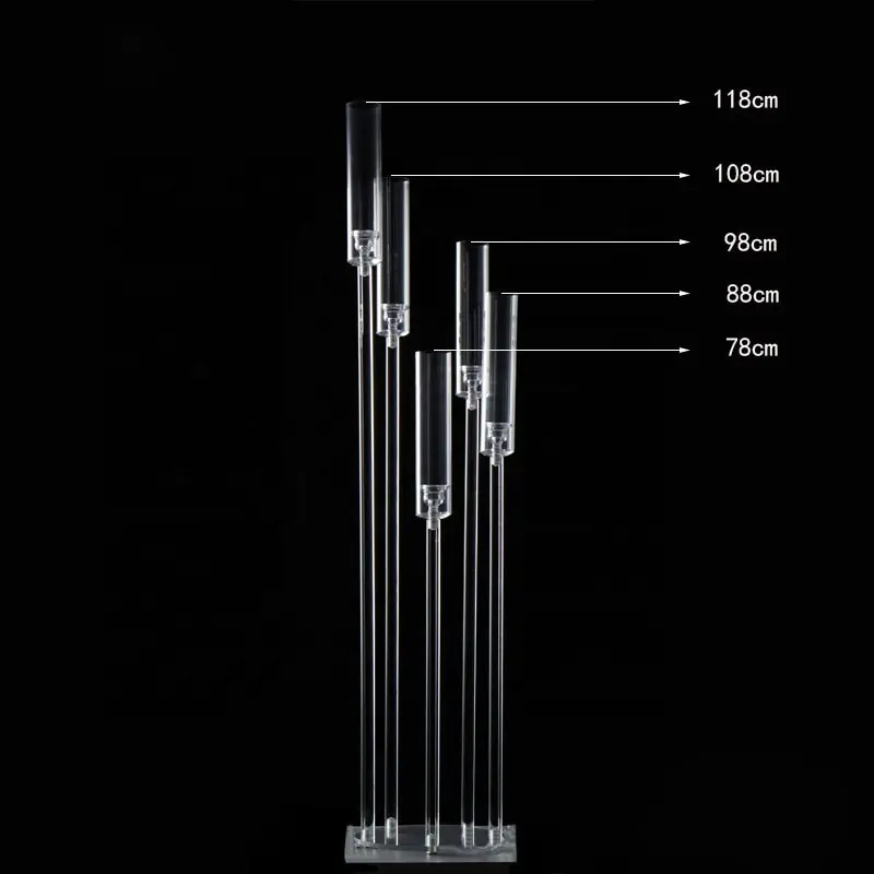 Candelabros de acrílico para casamento, castiçal acrílico com 5 braços, mais barato, castiçal, casamento, suporte de velas transparente, atacado, 2022