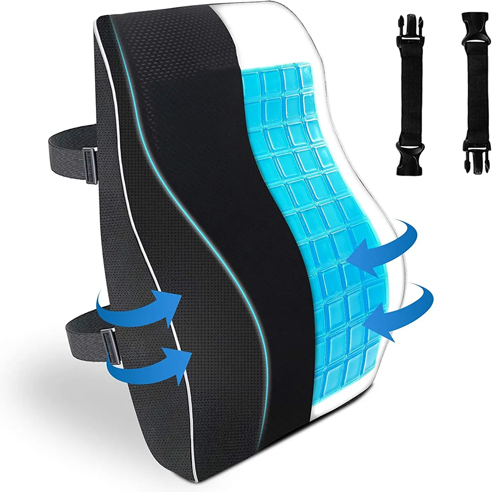 Ergonômico Car Seat Office Chair Cooling Gel Memória Espuma Almofada Suporte Lombar Almofada Ortopédica Voltar para Lower Back