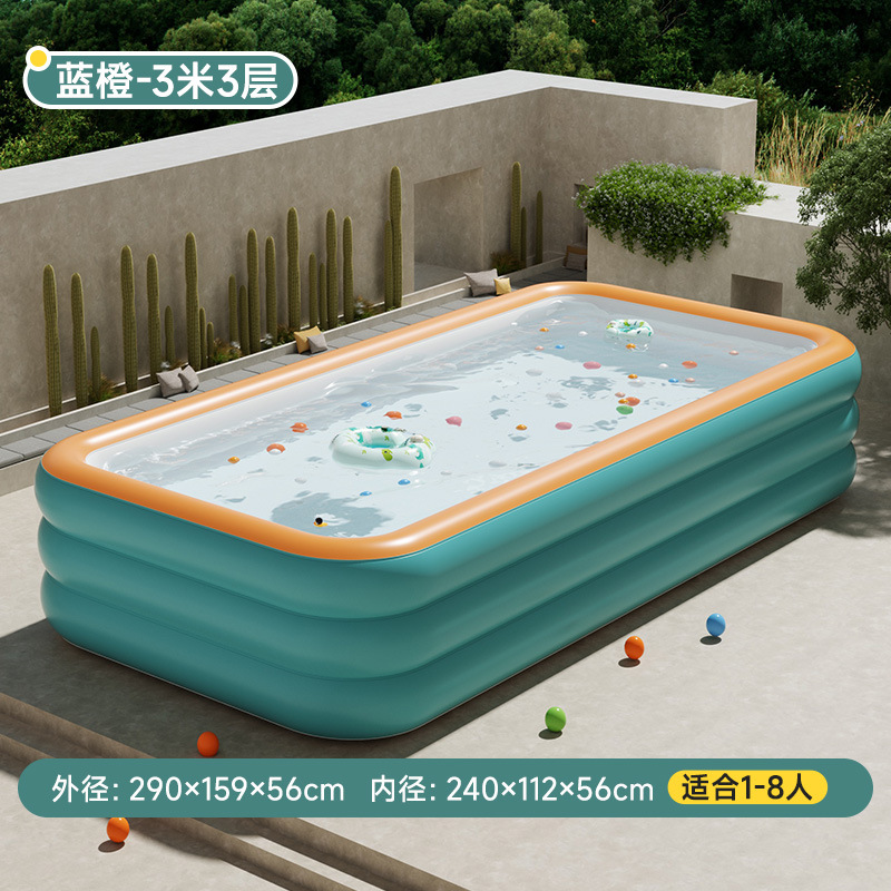 3-meter 3-tier blue-orange flat-bottom inflatable pool
