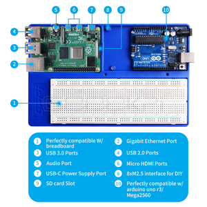 Ahududu Pi 4B /3B + /3B/2B/sıfır/W/Arduino Uno/Mega 2560 için GeeekPi ABS deney tutucu Platform geliştirme Breadboard