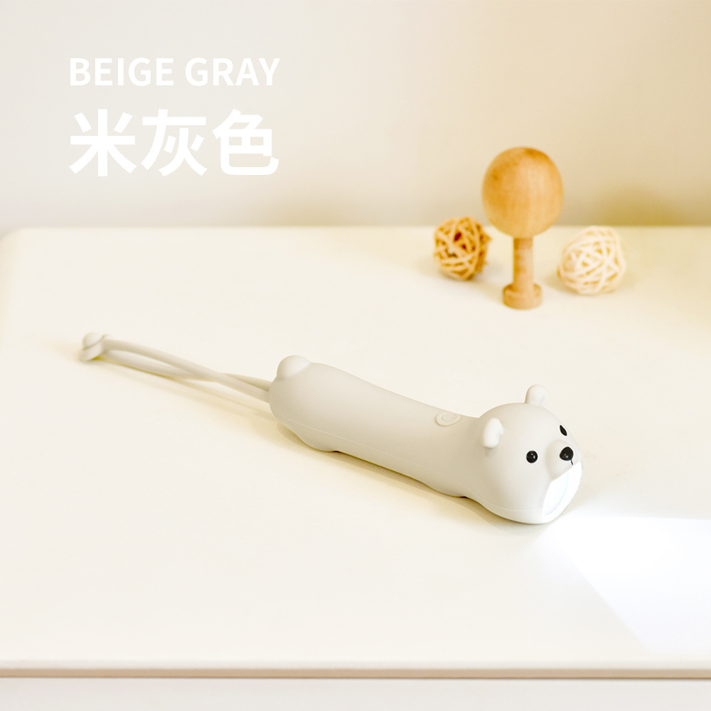 Lampe de poche en silicone ours polaire gris brumeux