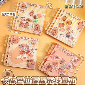 1件卡哇伊水豚卡通摇贴亚克力封面活页笔记本记事本Diy 8环活页夹手纸记事本 - Product Image 3