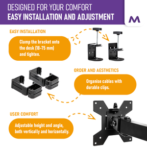 Monitör montaj kolu bilgisayar VESA montaj 75X75/100X100 yüksekliği ayarlanabilir eğim ve döner, maksimum ekran boyutu 27 inç 8 kg kadar - Product Image 3