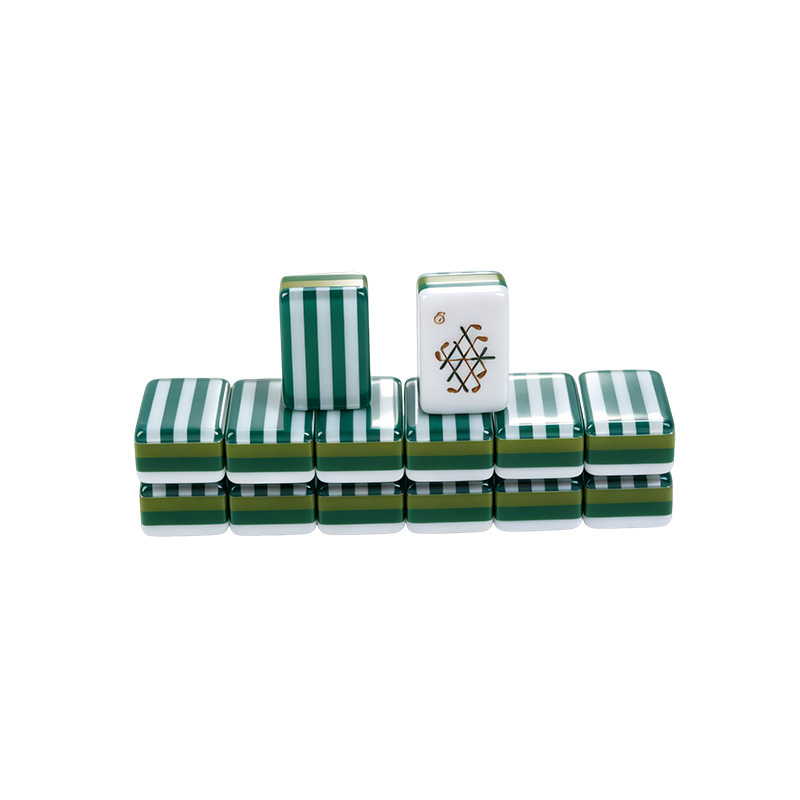 4-layer green striped acrylic mahjong tiles