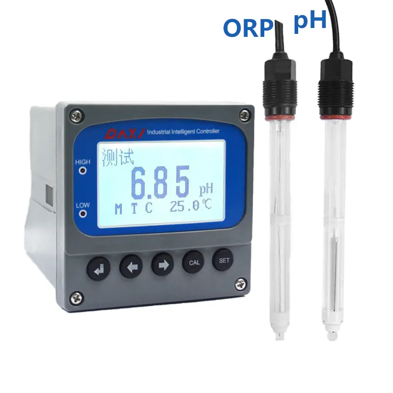 Detector de probador de temperatura y pH industrial de China con sonda, ORP de pH y medidor de instrumentos de medición de cloro para agua