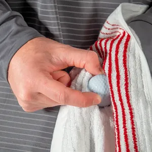 Ailuoha-caddy Golf havlusu toptan % 100% pamuk Terry çizgili Golf havlusu özel logo yeşil beyaz kırmızı pamuk tur Caddy havlu