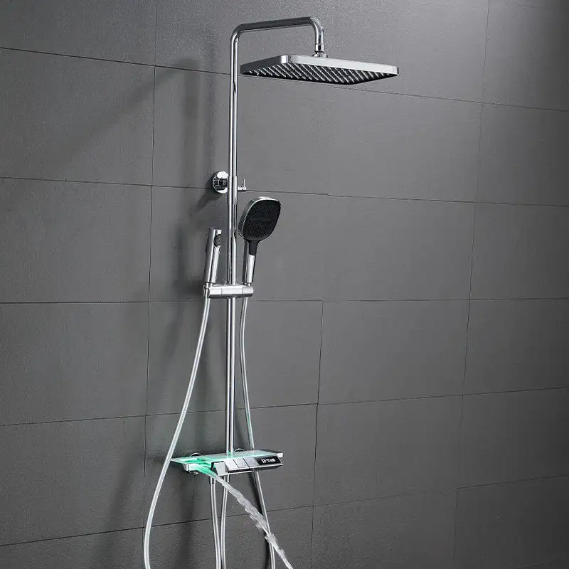 Intelligent Led Smart Shower Temperature Display Shower Set Thermostat Modern Piano Key Design Shower System