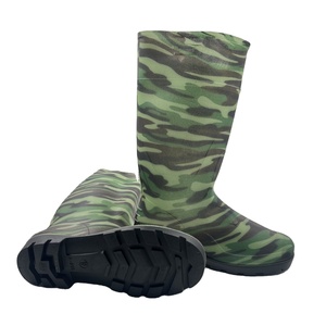 พีวีซีพลาสติกความปลอดภัย Gumboots ผู้ชายเข่าสูงพรางรองเท้ากันฝนกันน้ํา - Product Image 1