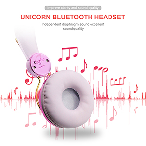Kids Wireless Headphones for Kids Unicorn Bluetooth Headphones w/Microphone Adjustable Headband Over On Ear Headset Earphone