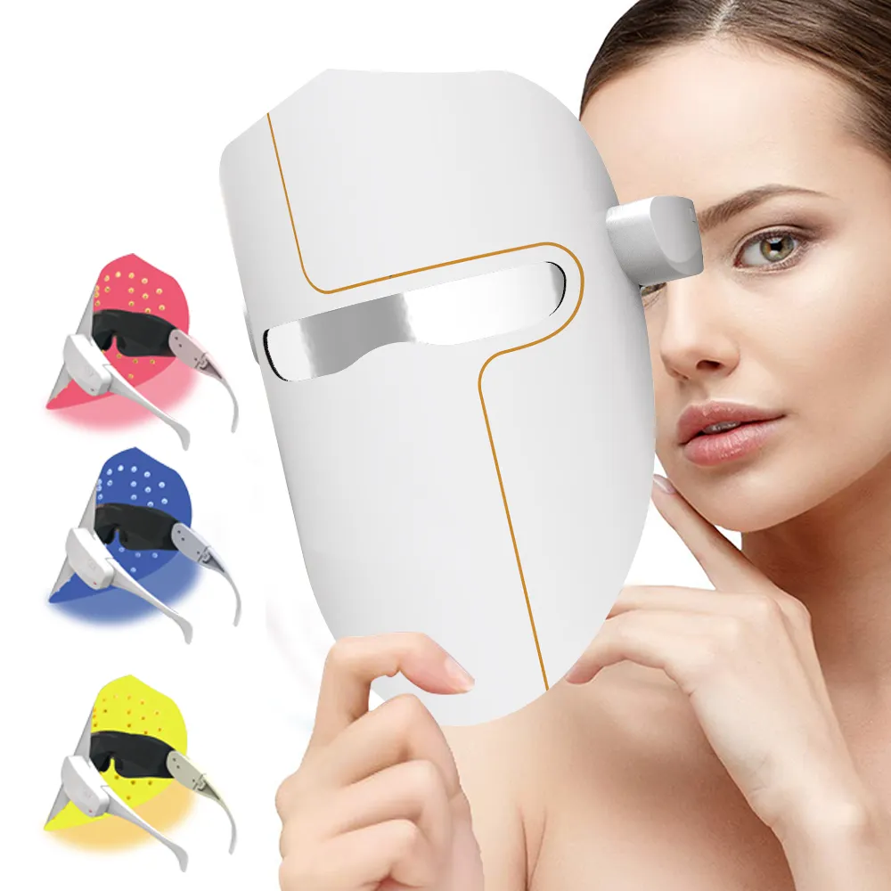استخدام المنزلي معدات التجميل 3 ألوان الصمام قناع الوجه الفوتون LED الوجه جهاز علاجي بالضوء