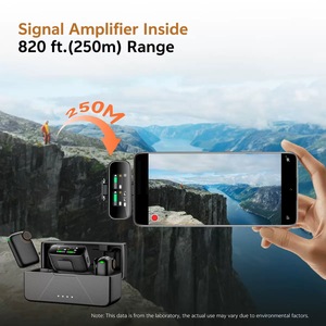 Micrófono Lavalier inalámbrico con pantalla táctil, teléfono móvil, grabación de vídeo, entrevista, transmisión, micrófono Dual, micrófono de solapa 3 en 1 - Product Image 4