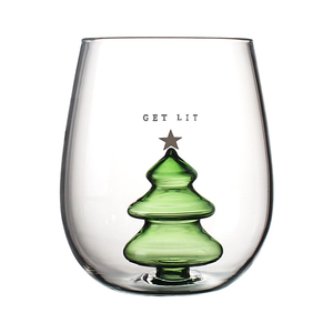 Wholesale Big Volume Glass <strong>Cup</strong> with Christmas Tree Joined at the Bottom <strong>Lovely</strong> 600ml <strong>Cup</strong> Glass for Merry Christmas - Product Image 1