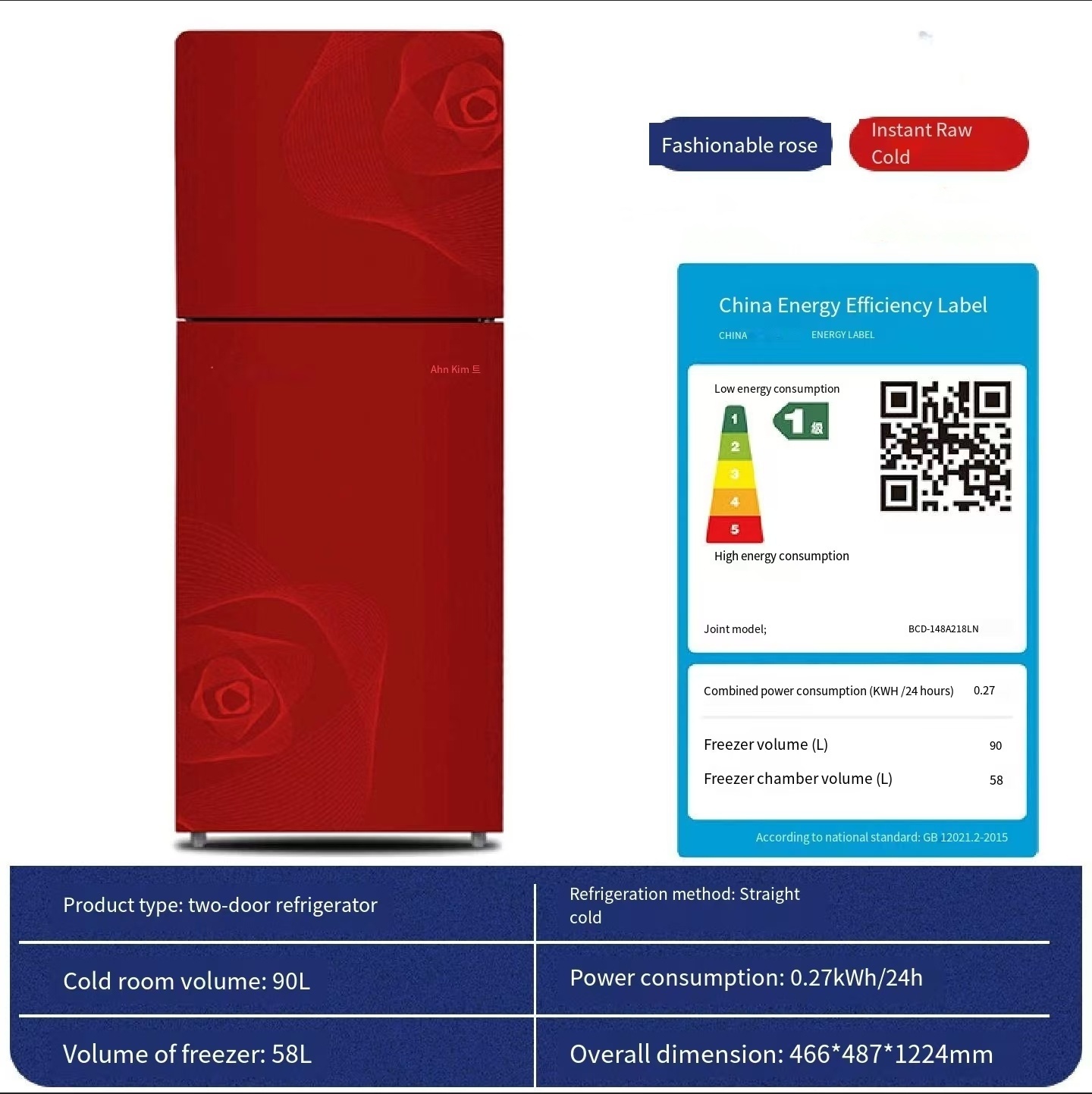 Panel rojo + cristal 148L