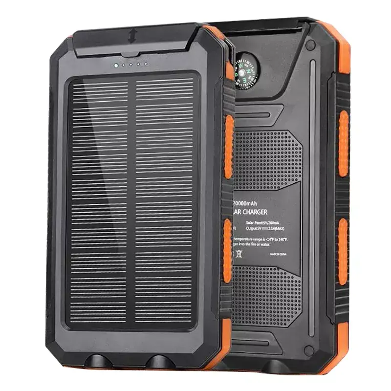 Panel solar inalámbrico portátil, Banco de energía de 20000mah, resistente al agua, 10W, cargador rápido de viaje, led