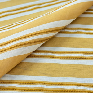 Nylon Cotton Sọc <span class=keywords><strong>Jacquard</strong></span> Dệt Vải Trọng Lượng Nhẹ Mềm Mại Thoáng Khí Màu Vàng Thời Trang Vải Cho Áo Sơ Mi Ăn Mặc Kidswear Dệt - Product Image 3