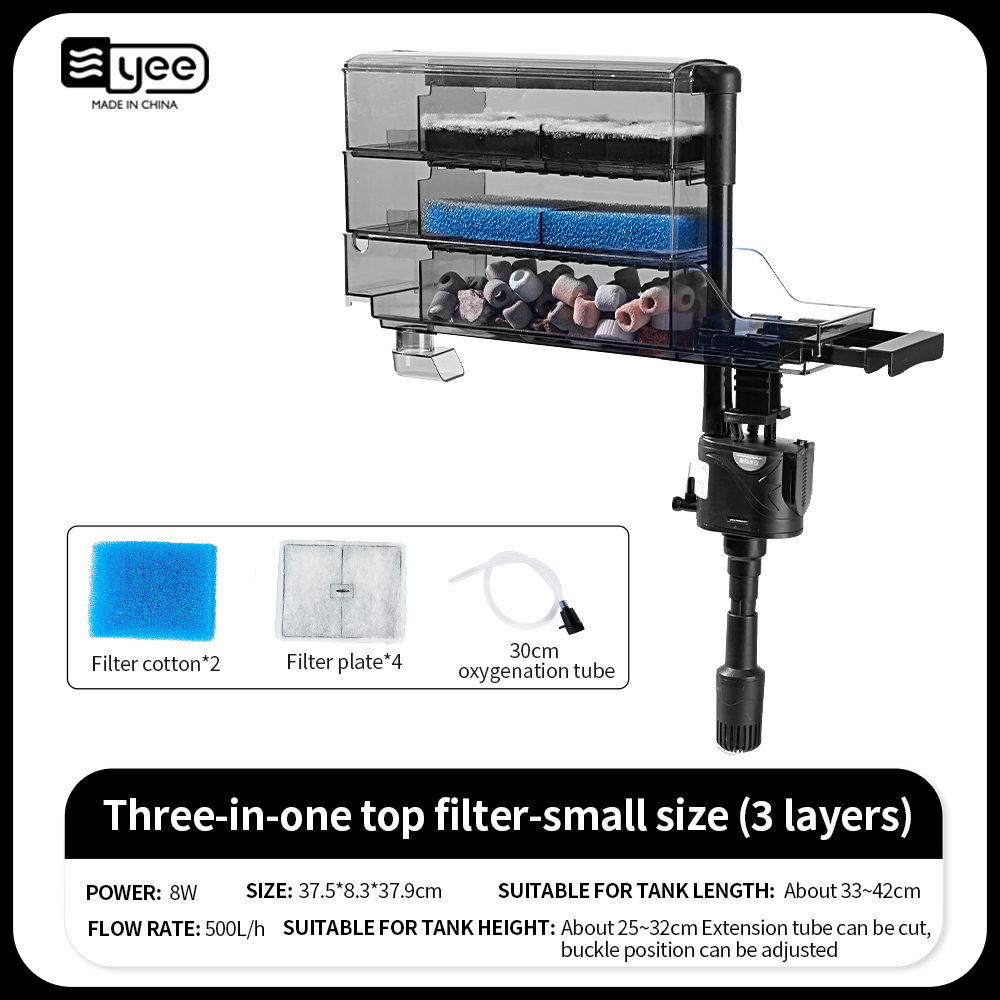 Scatola filtro superiore 3 in 1 tre strati 8W 500L