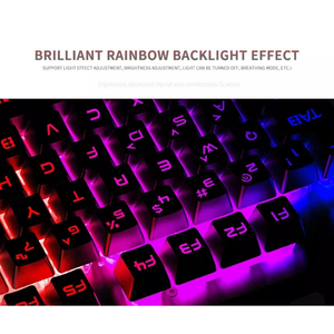 Tastiera da gioco impermeabile con pannello in metallo V2 tastiera portatile con retroilluminazione arcobaleno con esclusivo supporto per cellulare - Product Image 5